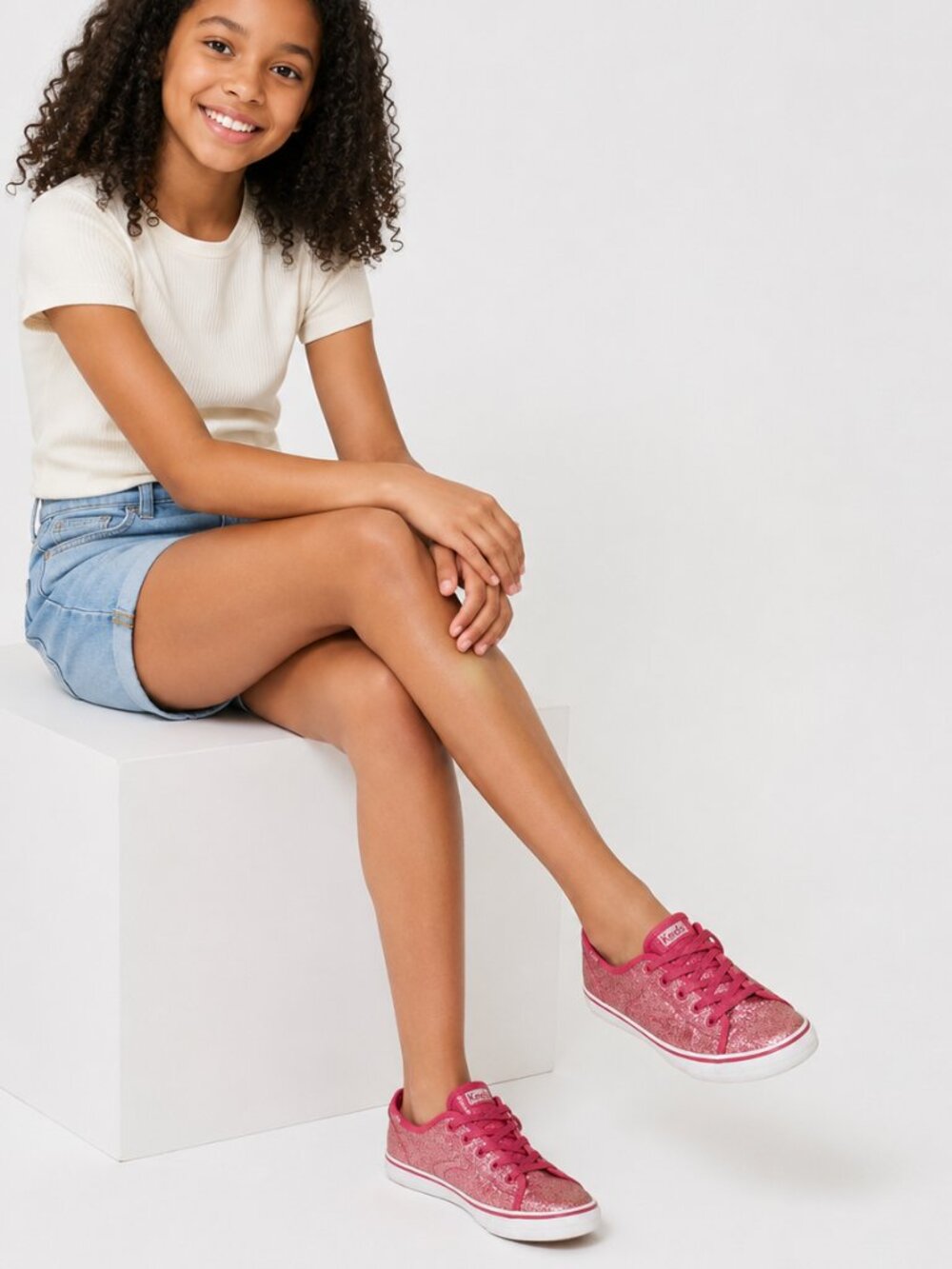 Keds Double Up Pink Glitter Sneaker Girl's Sz 5